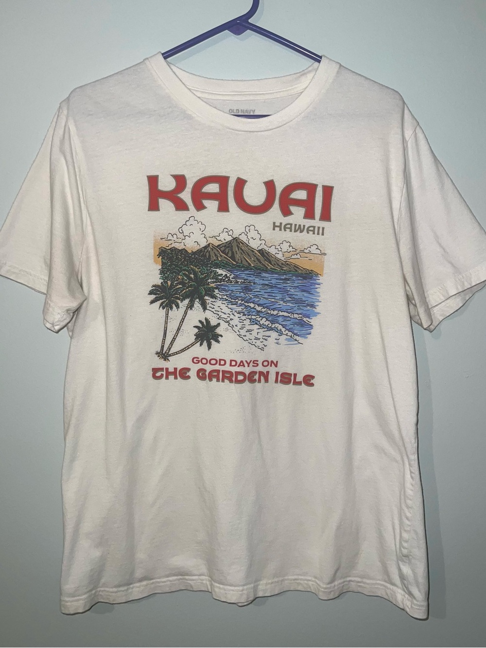 Old Navy Kauai Hawaii Garden Isle White Graphic Tee Size Large Tshirt